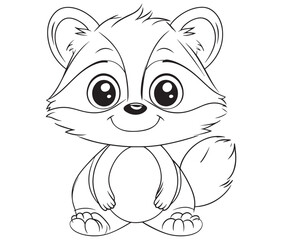 Racoon coloring pages for kids, outline racoon, racoon vector