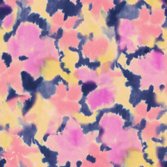 Blurry fuzzy floral seamless repeat pattern. Color blurred abstract flowers in trendy. Ink painted print for fabric