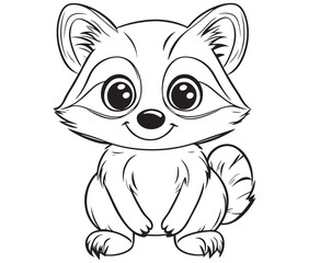 Racoon coloring pages for kids, outline racoon, racoon vector