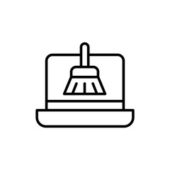 Cleaning app outline icons, minimalist vector illustration ,simple transparent graphic element .Isolated on white background