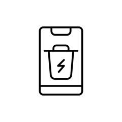 Cleaning app outline icons, minimalist vector illustration ,simple transparent graphic element .Isolated on white background