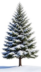 Fototapeta premium Snow Dusted Fir Tree Isolated on White Background