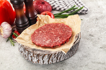 Raw beef burger cutlet minced meat