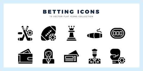 10 Betting Glyph icon pack. vector illustration.