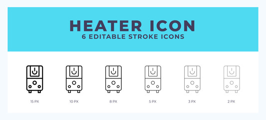Heater lineal icon symbol vector. Black outline for web. App. Presentation and more.