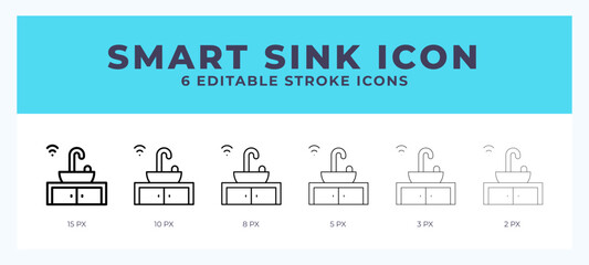 Smart sink icon symbol. Isolated. Vector illustration with editable stroke.