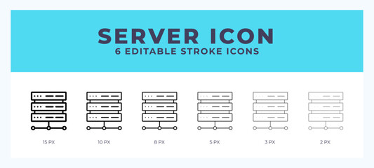 Server line icon illustrations with editable strokes.