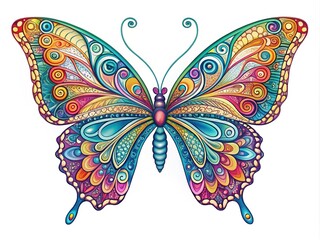 Vibrant butterfly silhouettes adorn a crisp white canvas, awaiting vibrant hues and creative brushstrokes to bring their elaborate wing patterns to life.