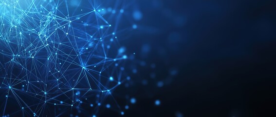 A blue background with a lot of dots and lines