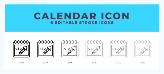 Calender vector icon for web and app. Editable stroke vector illustration