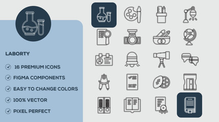 Laborty Icons set. Vector illustration in modern thin line style of business related icons: teamwork, documents, devices, and more. Pictograms and infographics for mobile apps.