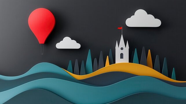 Custom map art, personal hometown location, 3D illustration