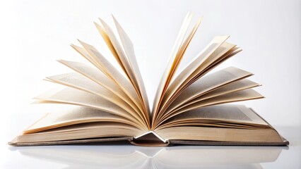 Open book with yellowed pages is standing on a table, showing the spread pages