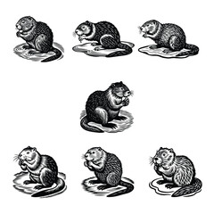 Beaver Floating Svg ©  Degalwares