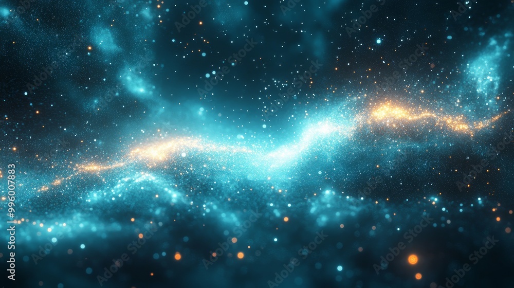 Wall mural teal gradient background with light particle. 4k resolution