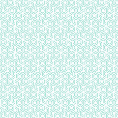 Seamless Hexagonal Maze Outline Pattern in Light Aqua