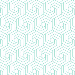 Seamless Abstract Floral Lattice Pattern in Aqua