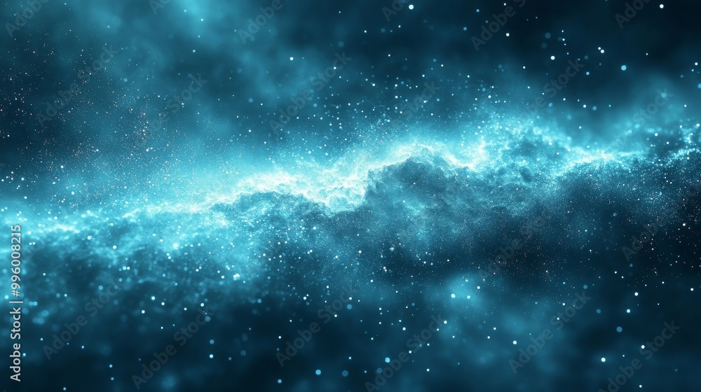 Wall mural teal gradient background with light particle. 4k resolution graphic.