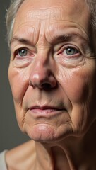 Obraz premium Image portrays aging effects on senior skin cells with visible wrinkles and age spots against a backdrop suggesting age