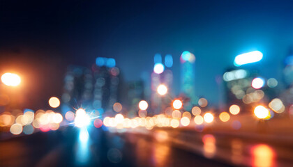 The lights of the night city. Blurred background.