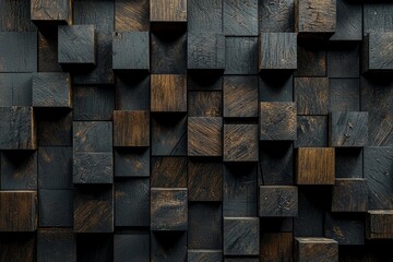 Creative 3D dark wood in abstract geometric pattern, in an elegant style 