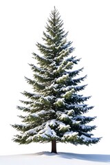 Fototapeta premium Snow Dusted Fir Tree Isolated on White Background