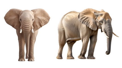 Fototapeta premium Gray african elephant isolated on transparent background