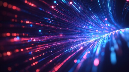 Obraz premium Abstract technology background with glowing data streams representing high-speed global data transfer and ultra-fast broadband.