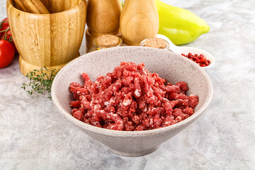 Raw beef minced meat for cooking