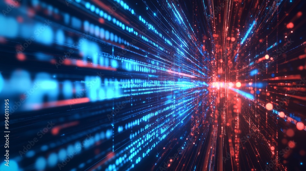 Poster cyber technology backdrop with streaks of light, representing high-speed global data transfer and di