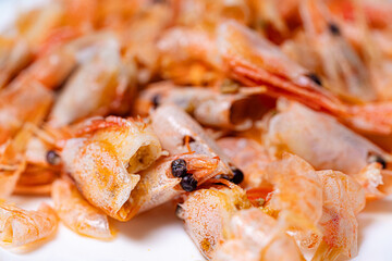 Freshly cooked shrimp ready for a seafood feast.