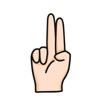 recommend clip art: vector illustration of hand showing peace sign, number two for counting number, and playing rock paper scissor