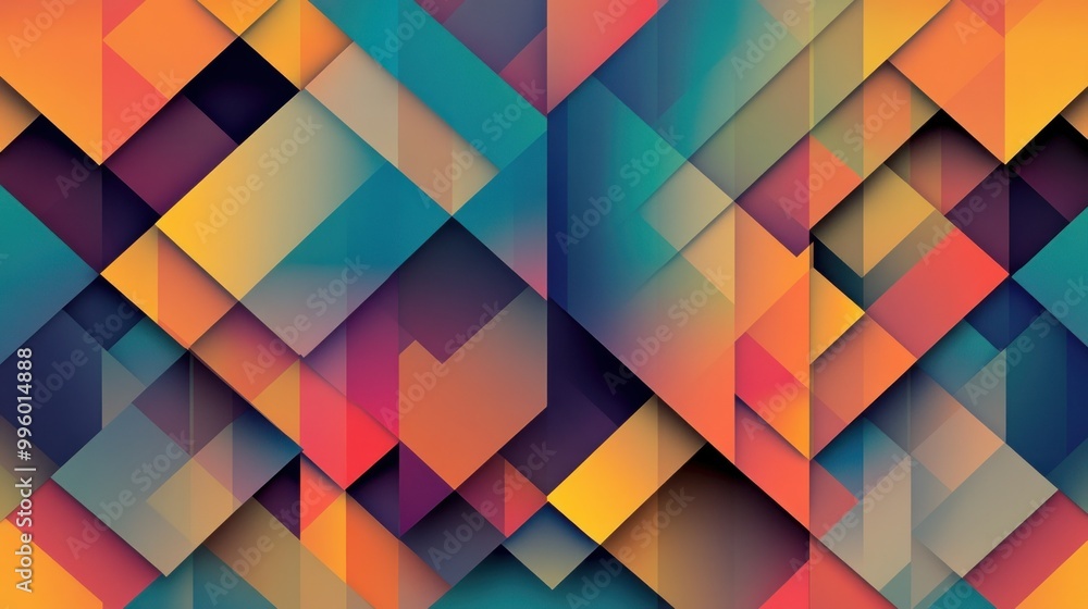 Poster abstract geometric pattern with overlapping shapes and vibrant colors