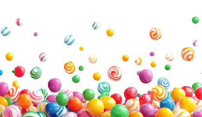 PNG Colorful candy balls scattered everywhere.