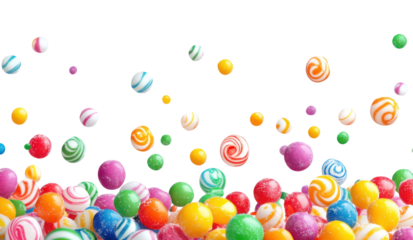 PNG Colorful candy balls scattered everywhere.