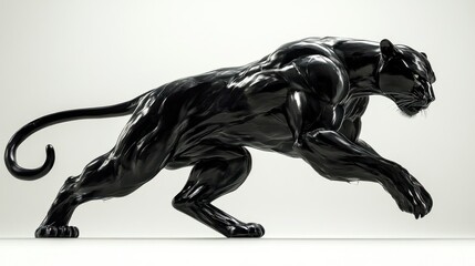 Fototapeta premium A Black Panther in a Powerful Pose