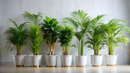 Collection of areca houseplants on background, areca palm, houseplant, indoor plants, foliage, greenery