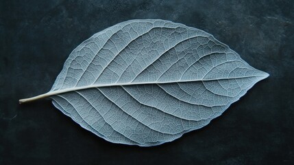 Delicate Veins of a Dried Leaf on a Dark Background