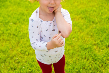 Child wound on hand. Selective focus.