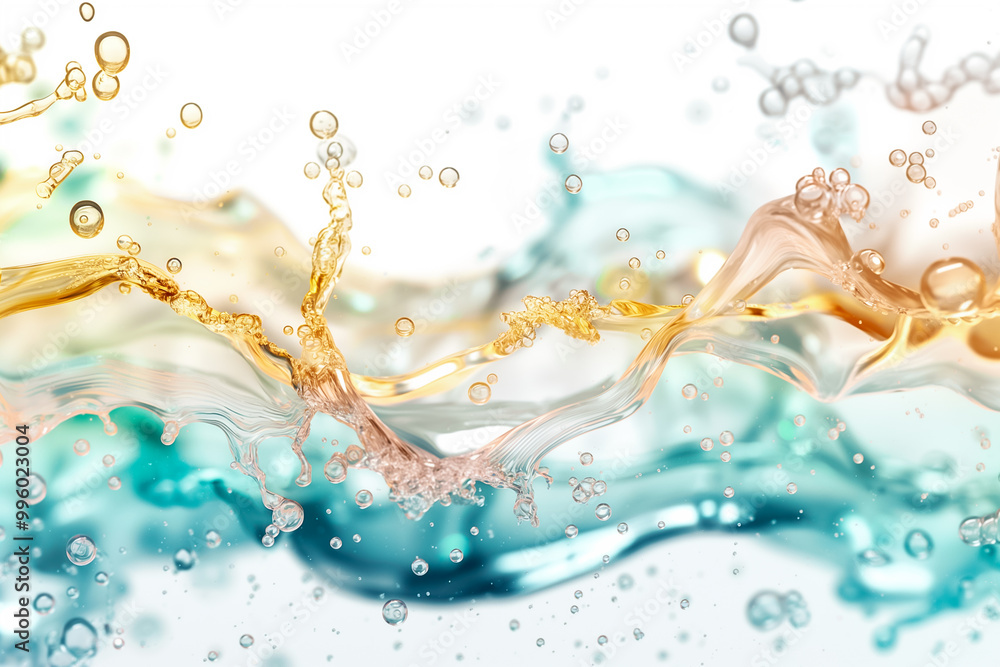 Poster vibrant colors mix in an elegant display of water splashes, creating captivating patterns that refle