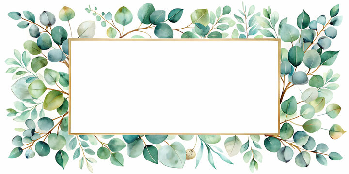 Elegant eucalyptus watercolor wedding invitation card with botanical elements , wedding, invitation, card, template