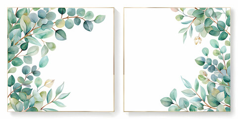 Watercolor eucalyptus wedding invitation card set , watercolor, eucalyptus, wedding, invitation, card, set, greenery, foliage