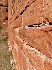 Medieval sandstone wall at Furness Abbey revealing rugged textures.