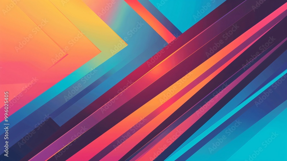 Poster abstract background with colorful geometric shapes and lines