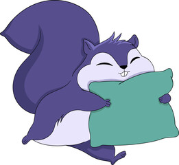 fat skunk is walking hugging pillow towards bedroom [Converted]