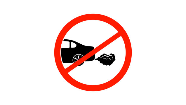 No Exhaust Gases sign, Black and red Isolated Silhouette