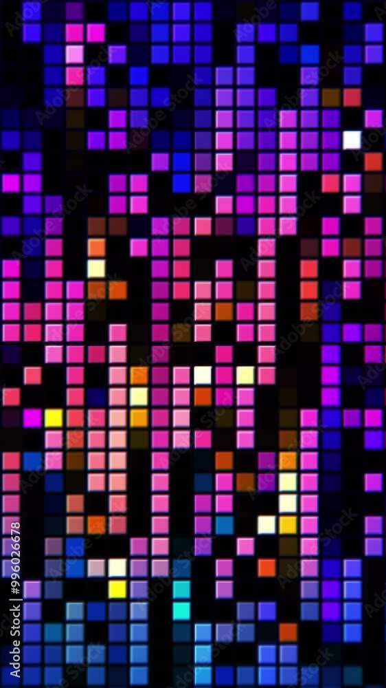 Poster abstract retro pixelated geometric background, seamless loop. motion. small flowing lines of squares