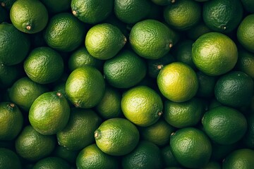 Fresh green limes overhead view - flat lay wit geneative ai
