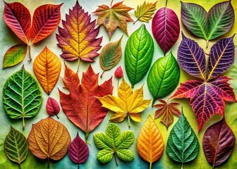 Fototapeta premium Explore a diverse collection of leaf images, showcasing unique shapes and sizes, perfect for artists seeking inspiration for drawing and illustration projects.