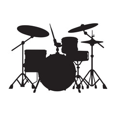 Minimalistic drums set silhouette with white background